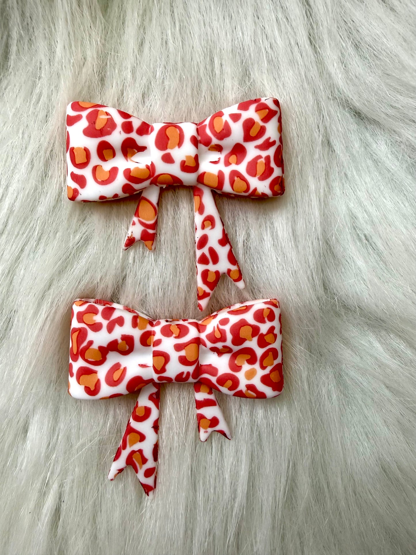 PINK AND CORAL LEOPARD BOW
