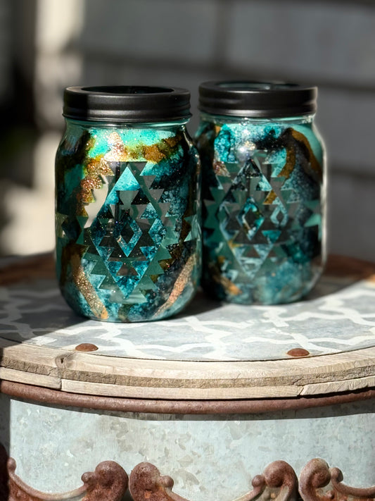 Urban Distressed Cowgirl- Candle Holder Set