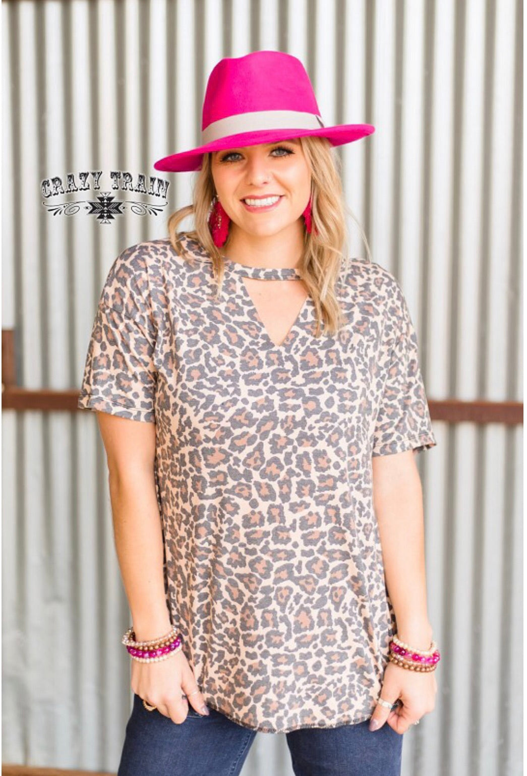 Leopard Keyhole Top