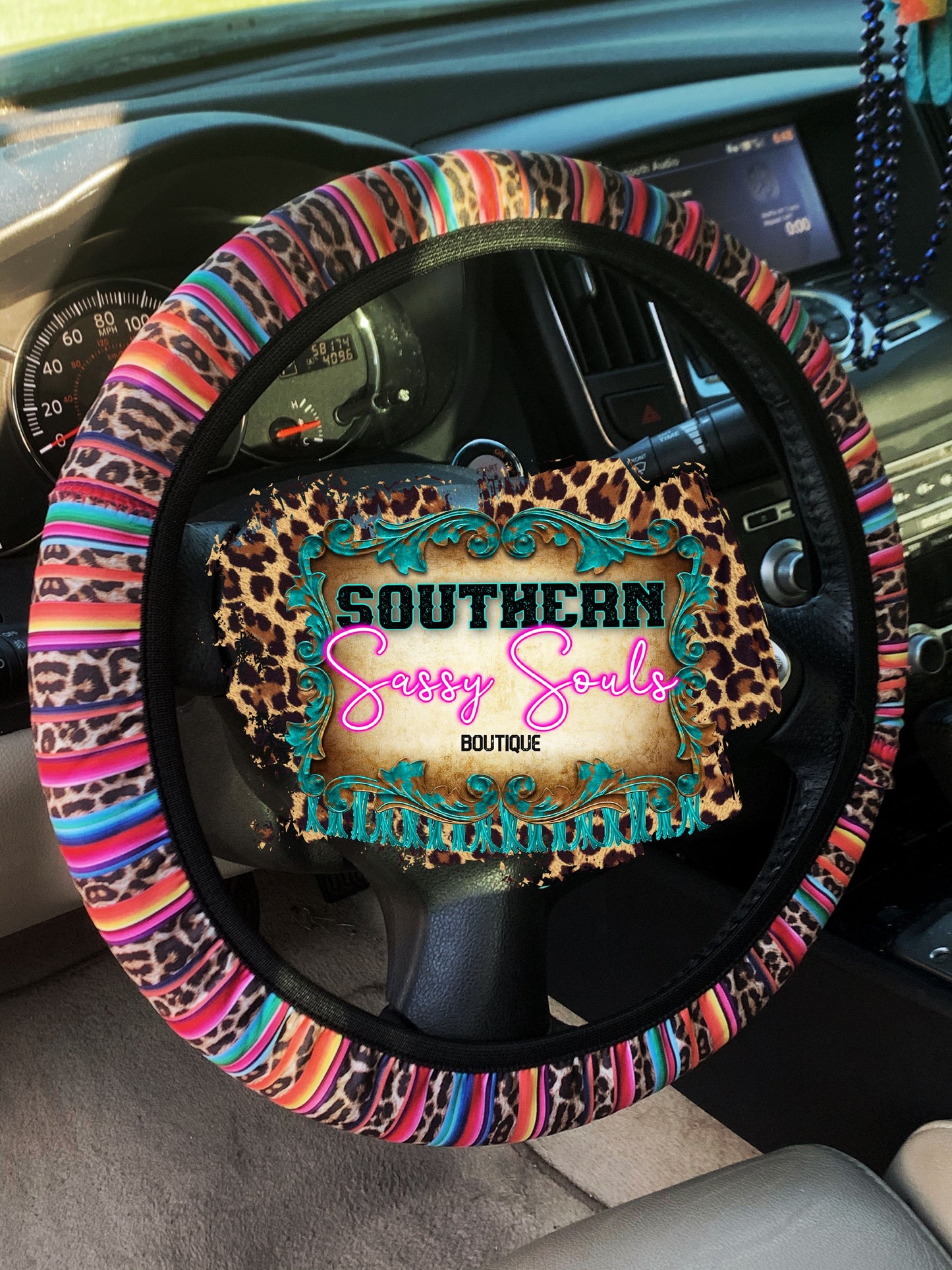 Serape Leopard Steering Wheel Cover