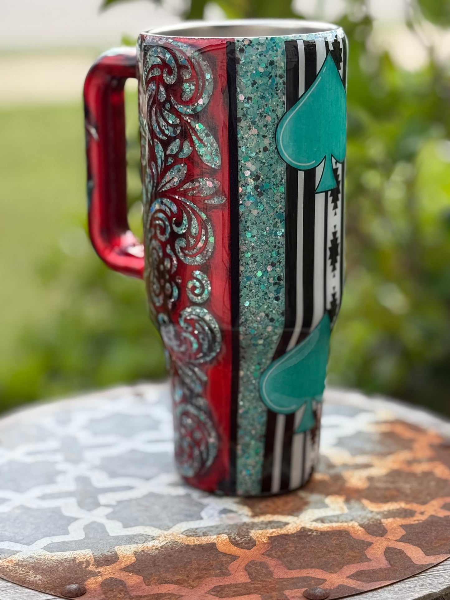 40oz Handle Tumbler-Cowgirls Heart