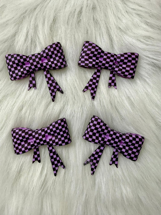 CHECKERED LIGHT PURPLE BOW