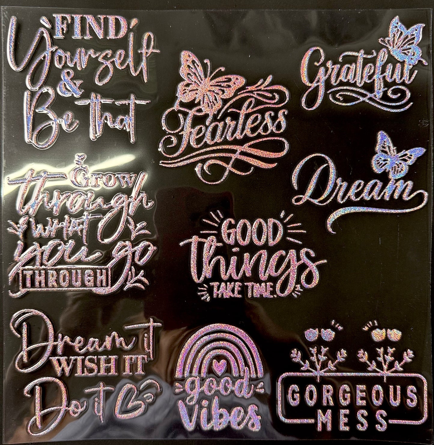 PINK PURPLE POSITIVE QOUTES HOLO ELEMENT