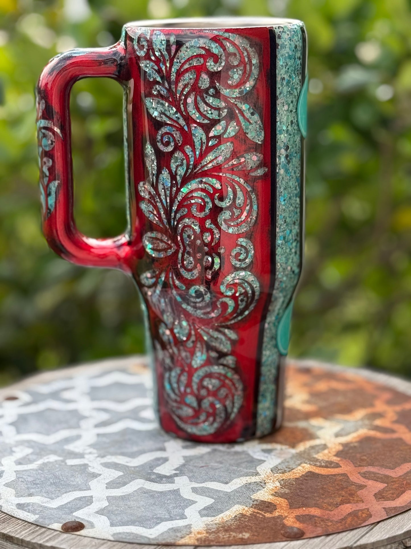 40oz Handle Tumbler-Cowgirls Heart