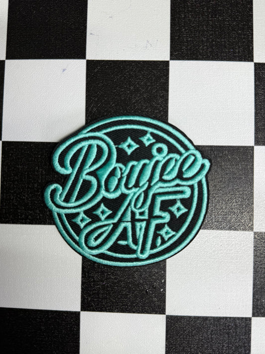 HAT PATCH IRON- ON -BOUJEE AF TEAL