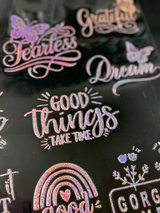 PINK PURPLE POSITIVE QOUTES HOLO ELEMENT