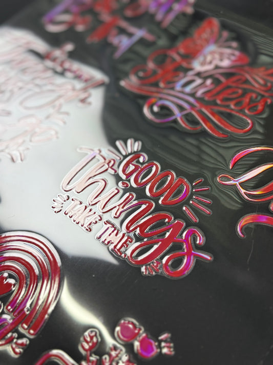 RED HOLO POSITIVE QOUTES UVDTF ELEMENT