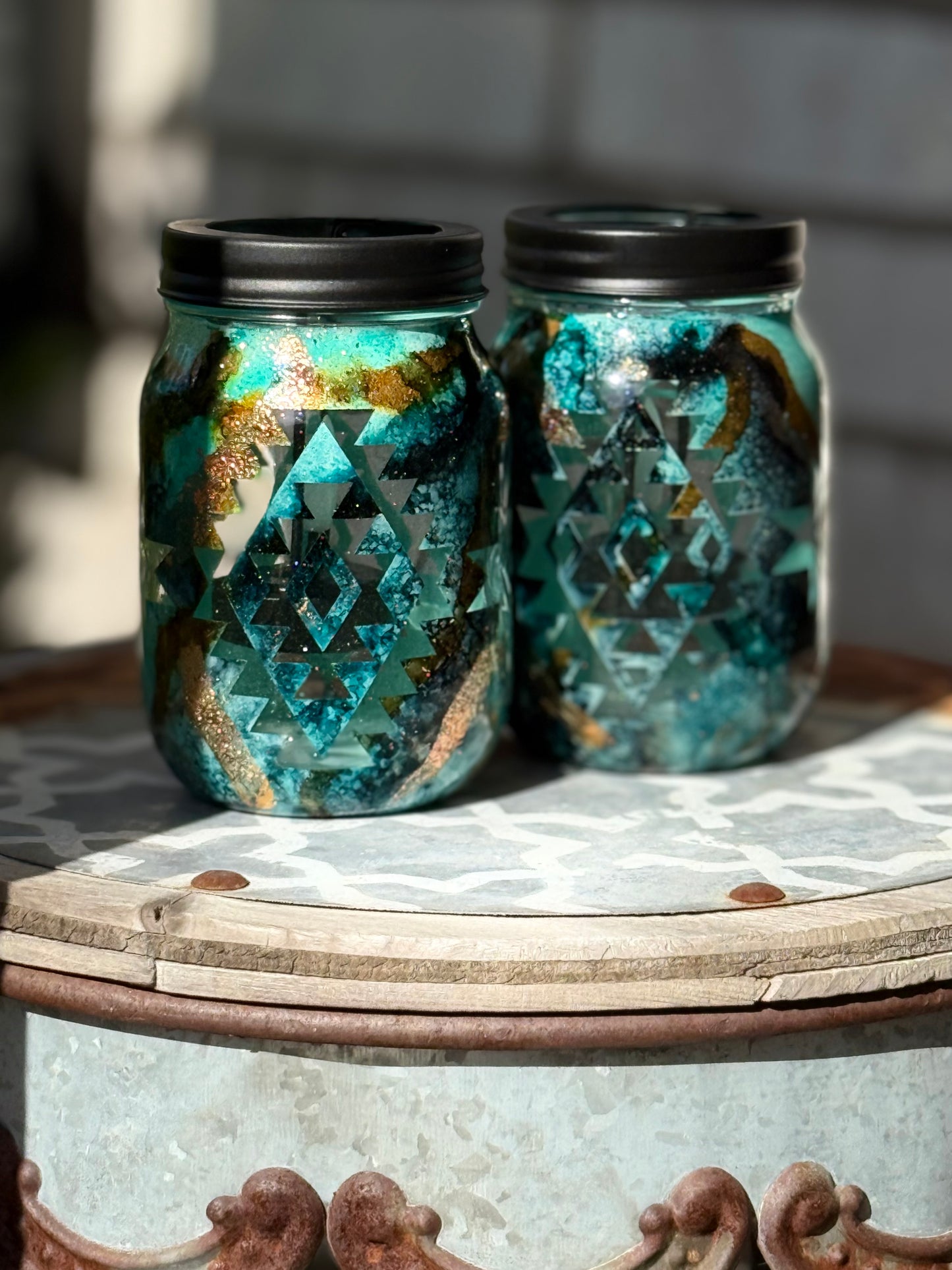 Urban Distressed Cowgirl- Candle Holder Set