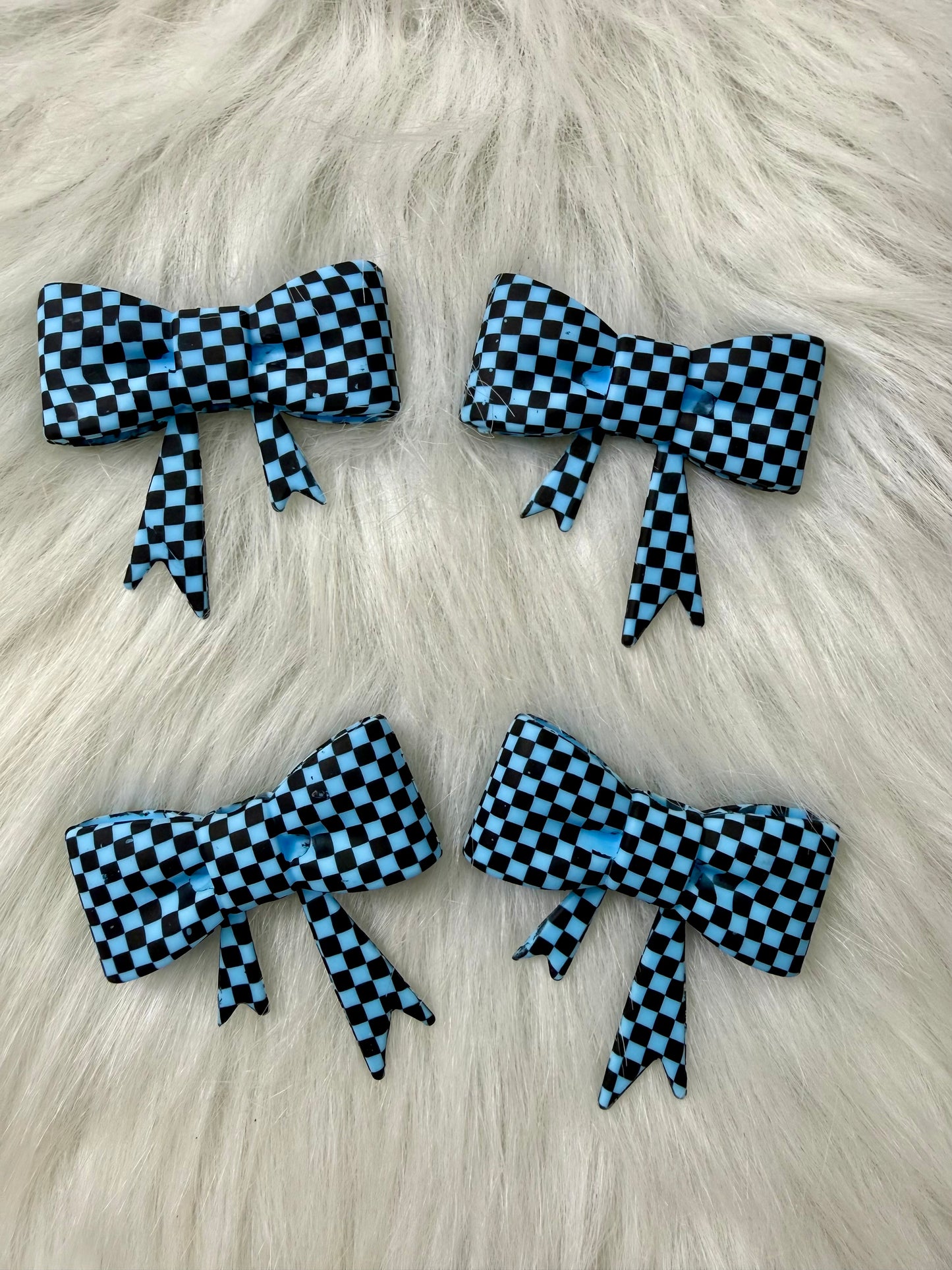 BABY BLUE CHECKER BOW