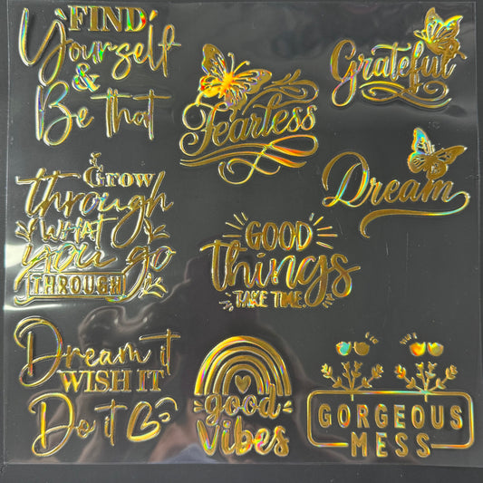 GOLD HOLO POSITIVE QOUTES  ELEMENT