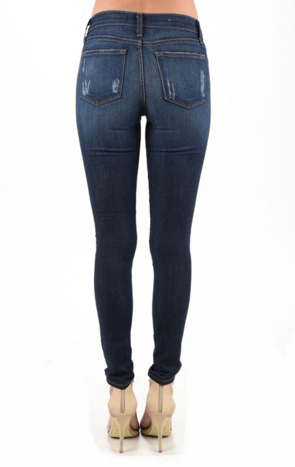 Dark Blue DISTRESSED SKINNIES FOR CURVES